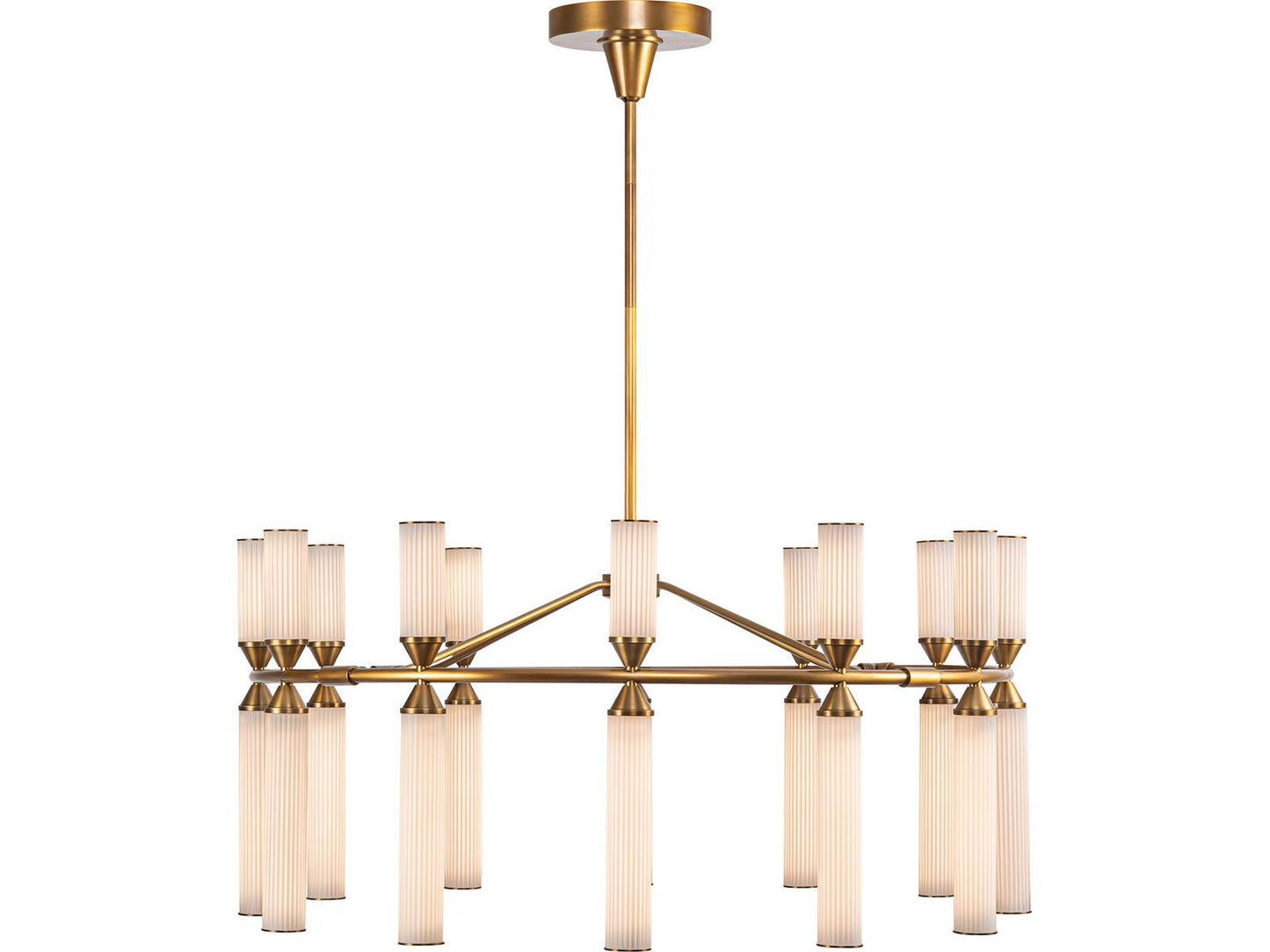 Alora Lighting Edwin 38-Inch Integrated LED Chandelier in Vintage Brass with Frosted Ribbed Glass