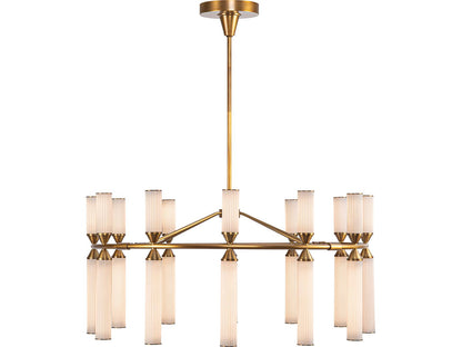 Alora Lighting Edwin 38-Inch Integrated LED Chandelier in Vintage Brass with Frosted Ribbed Glass