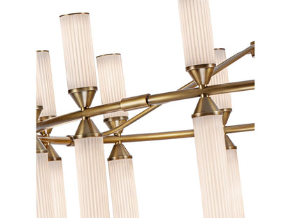 Alora Lighting Edwin 38-Inch Integrated LED Chandelier in Vintage Brass with Frosted Ribbed Glass