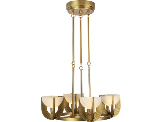 Alora Lighting Colette Vintage Brass Alabaster LED Mini Chandelier