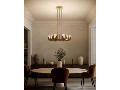 Alora Lighting Colette Vintage Brass Alabaster LED Mini Chandelier
