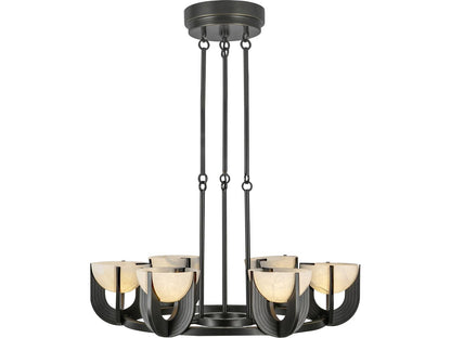 Alora Lighting 6-Light Colette Integrated LED Chandelier in Urban Bronze and Alabaster