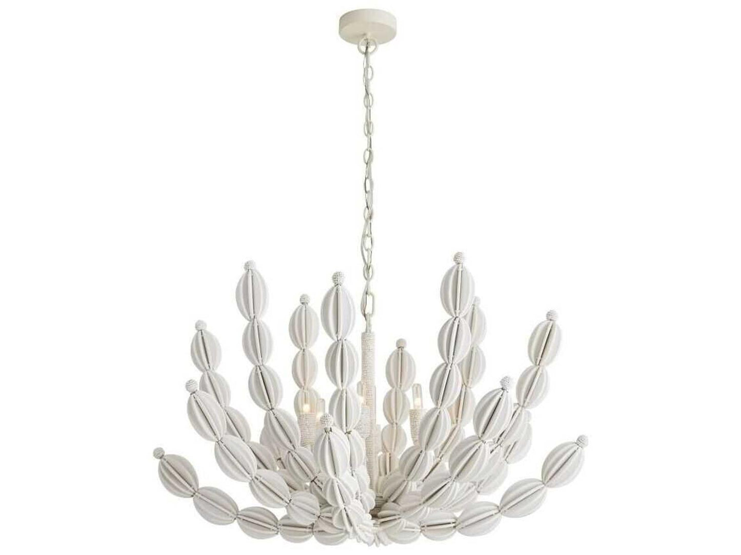 Arteriors Home Indi 6-Light Chandelier in White Wood and Coco Beads