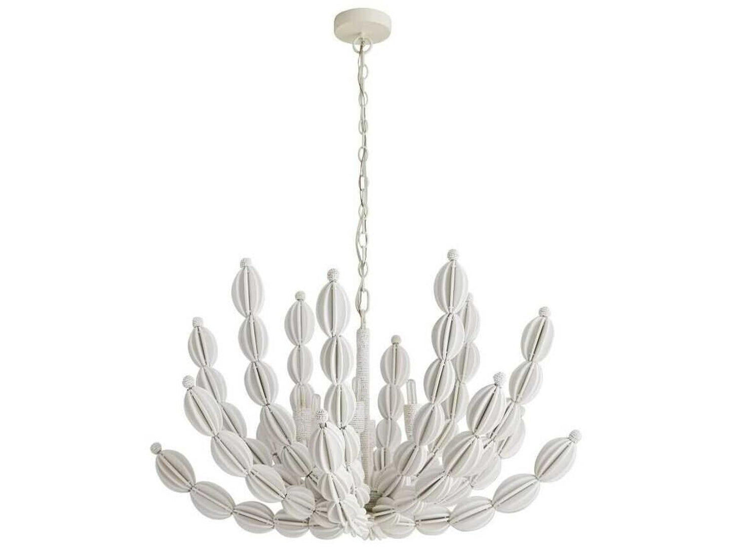 Arteriors Home Indi 6-Light Chandelier in White Wood and Coco Beads