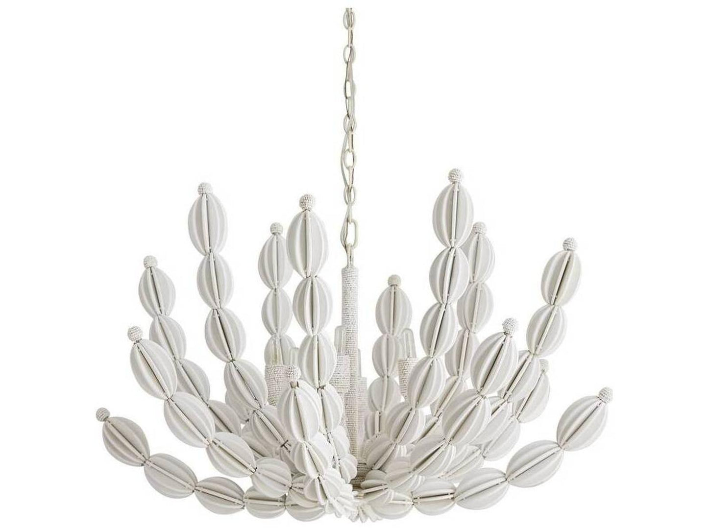 Arteriors Home Indi 6-Light Chandelier in White Wood and Coco Beads