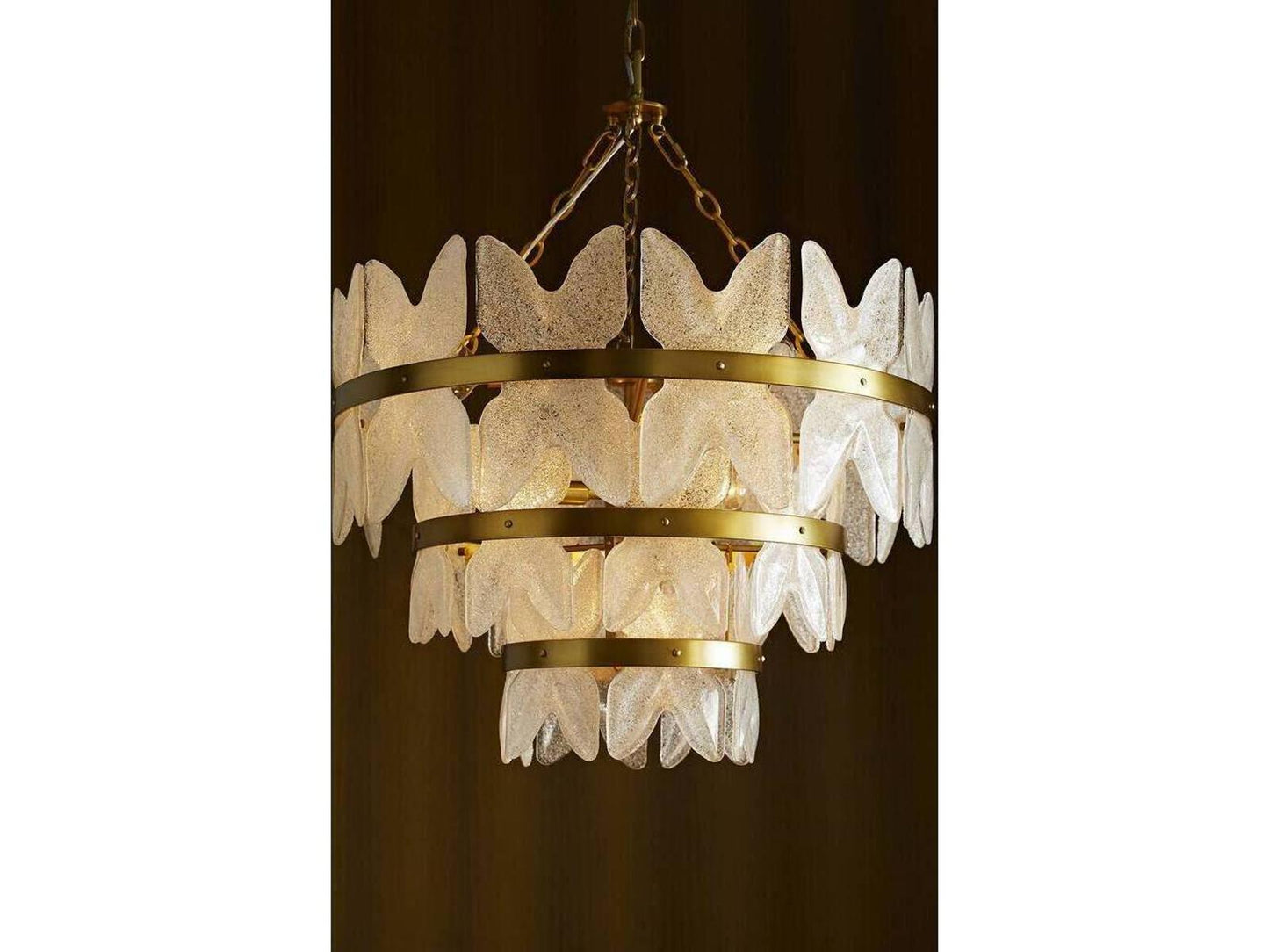 Arteriors Home Millie 7-Light Tiered Chandelier in Antique Brass and Seeded Glass