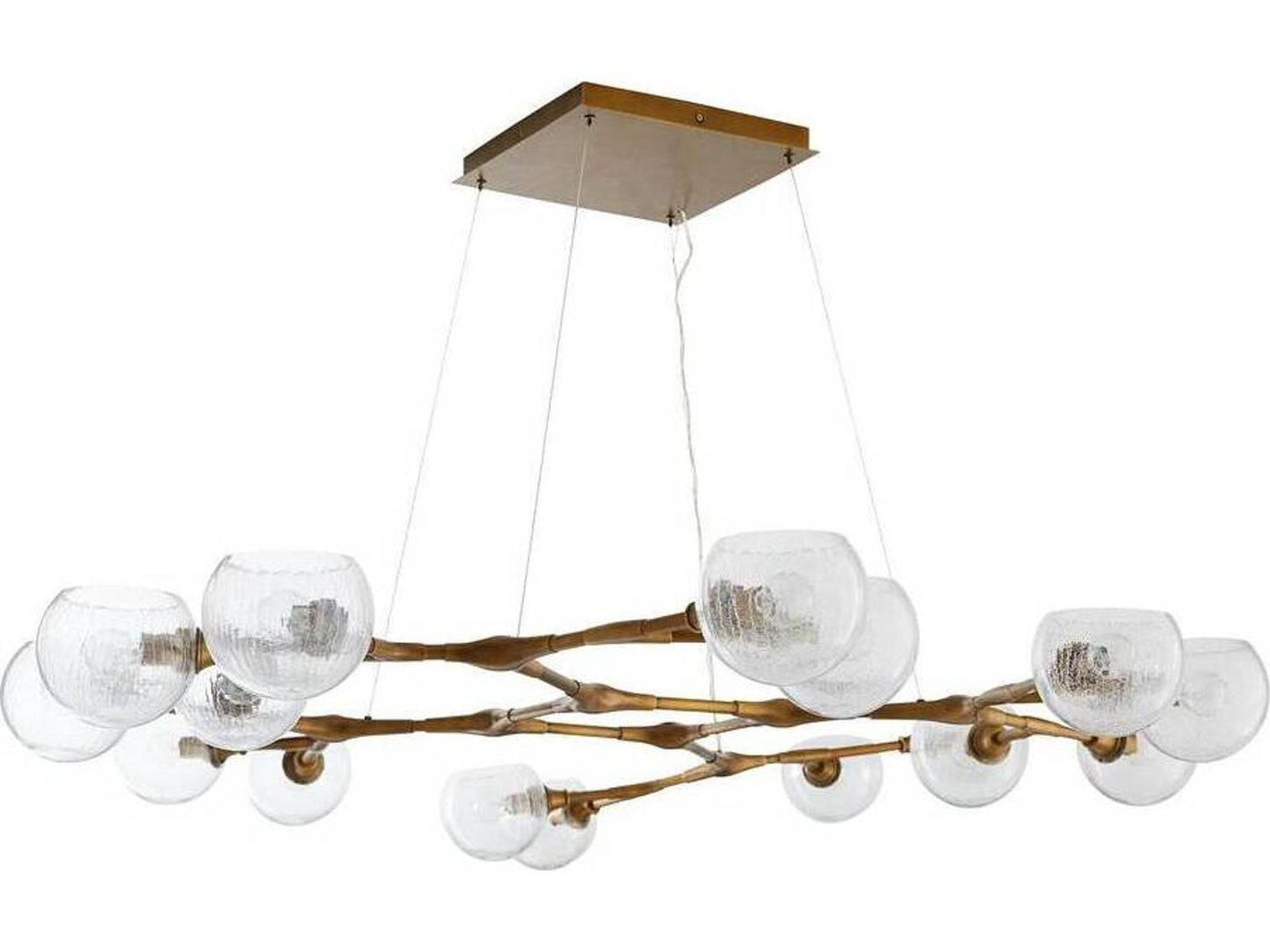 Arteriors Home 16-Light Mahowald Chandelier in Antique Brass with Crackle Glass