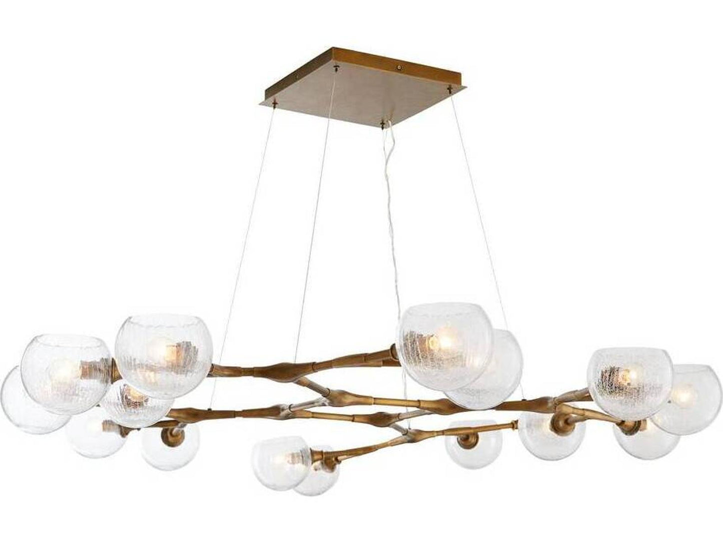 Arteriors Home 16-Light Mahowald Chandelier in Antique Brass with Crackle Glass