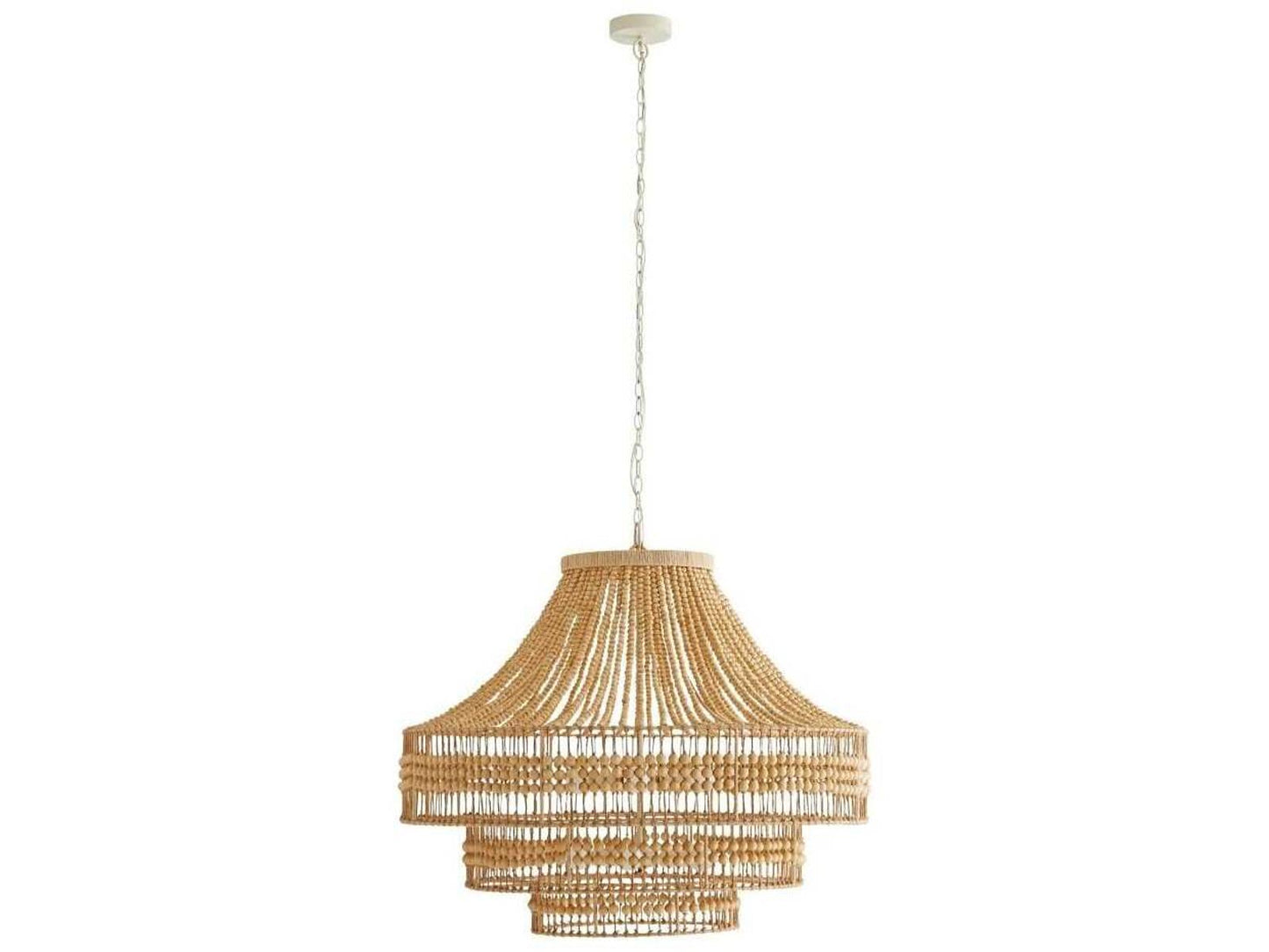 Arteriors Home Tulane 8-Light Chandelier with Wood Beads and Abaca Wrap