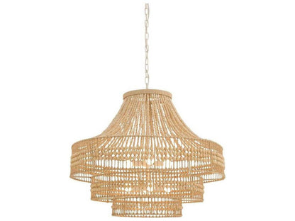 Arteriors Home Tulane 8-Light Chandelier with Wood Beads and Abaca Wrap
