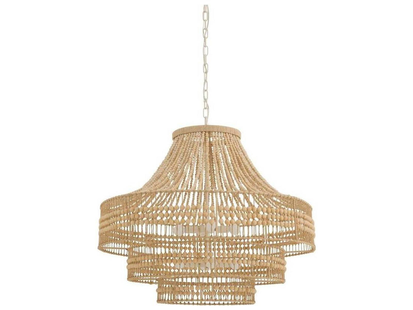 Arteriors Home Tulane 8-Light Chandelier with Wood Beads and Abaca Wrap