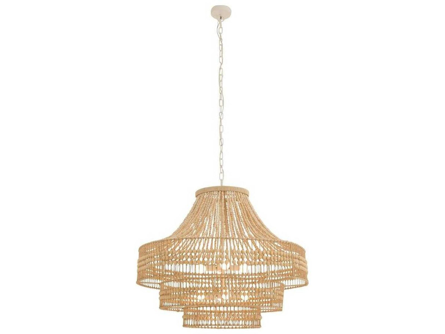 Arteriors Home Tulane 8-Light Chandelier with Wood Beads and Abaca Wrap