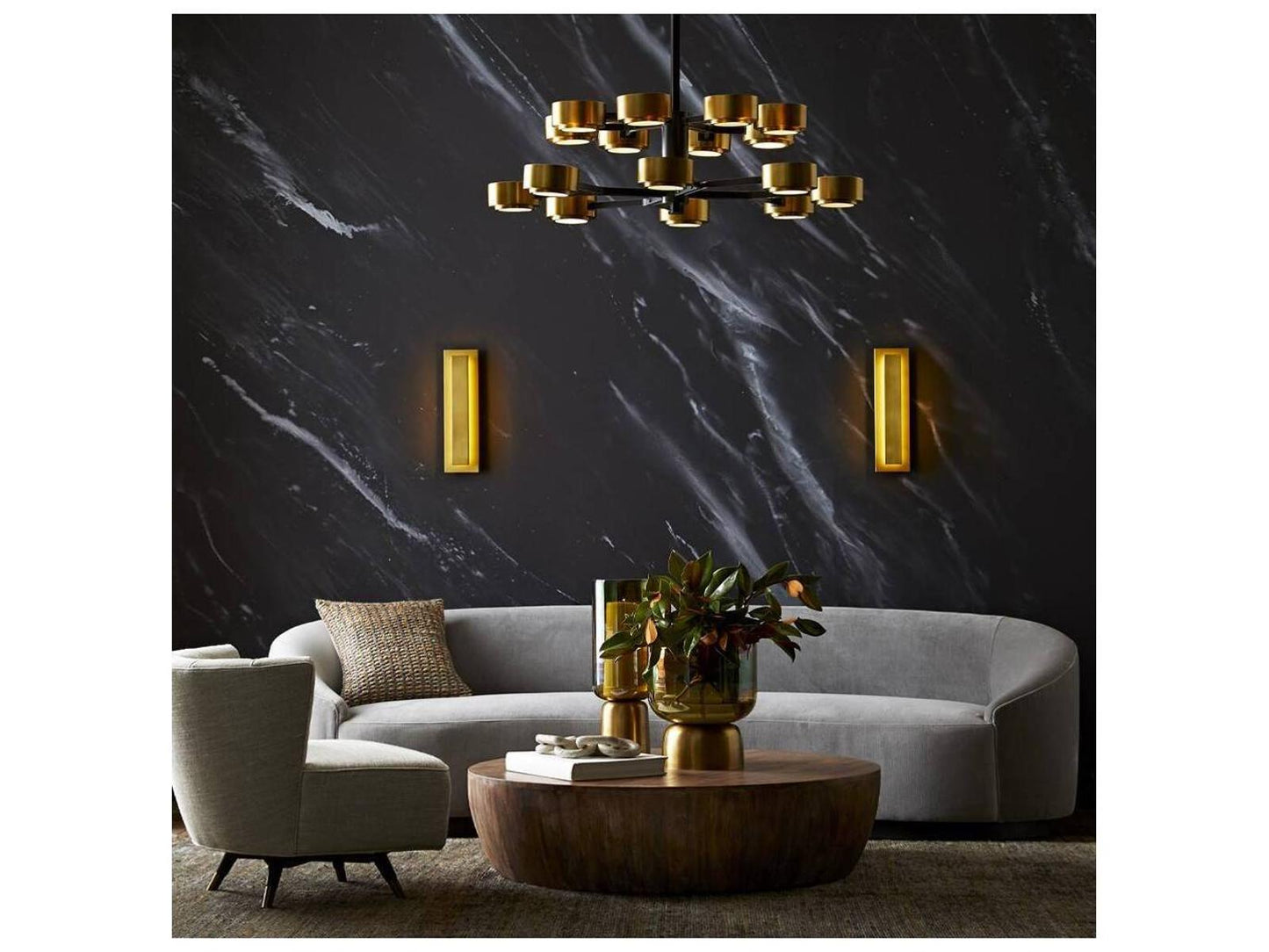 Arteriors Home Jalen 16-Light Chandelier in Vintage Brass with Frosted Glass