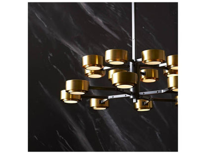 Arteriors Home Jalen 16-Light Chandelier in Vintage Brass with Frosted Glass