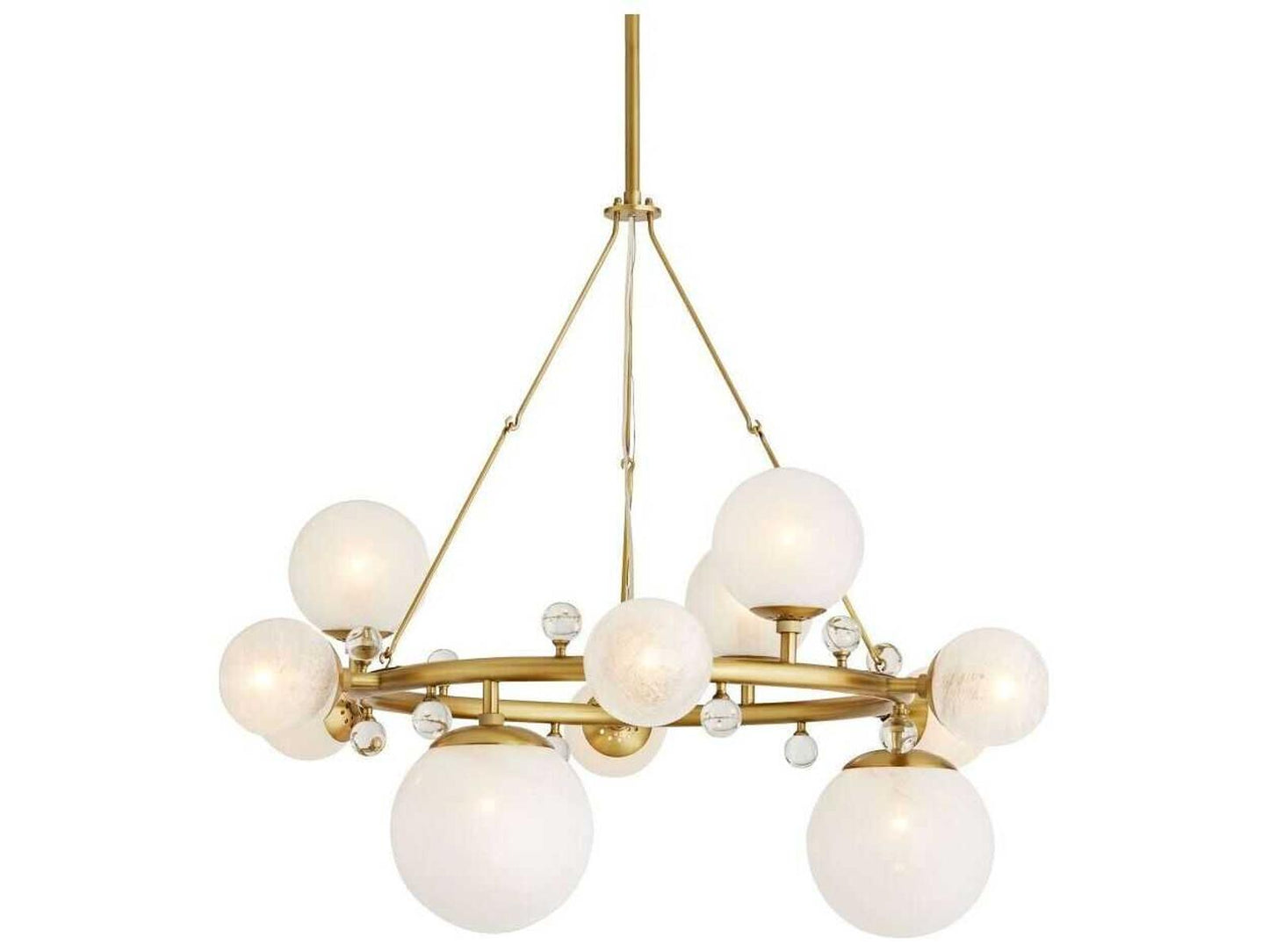 Arteriors Home Troon 12-Light Round Chandelier in Antique Brass with Opal Swirl Glass