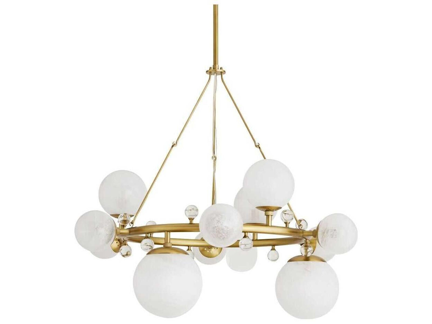 Arteriors Home Troon 12-Light Round Chandelier in Antique Brass with Opal Swirl Glass