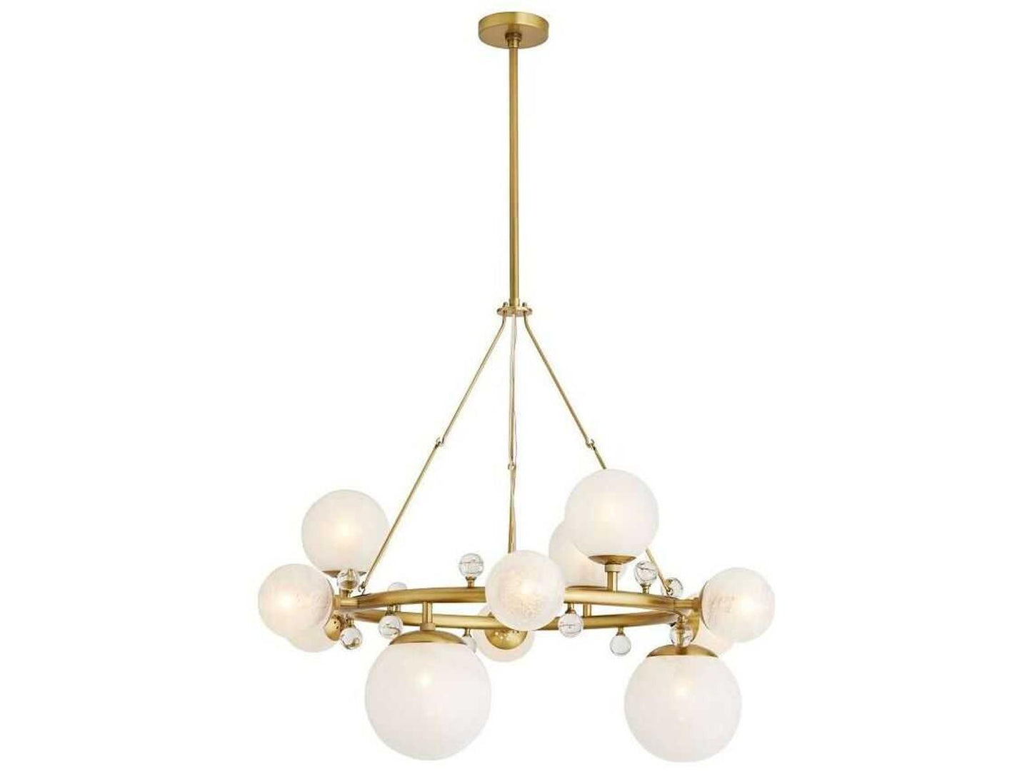Arteriors Home Troon 12-Light Round Chandelier in Antique Brass with Opal Swirl Glass