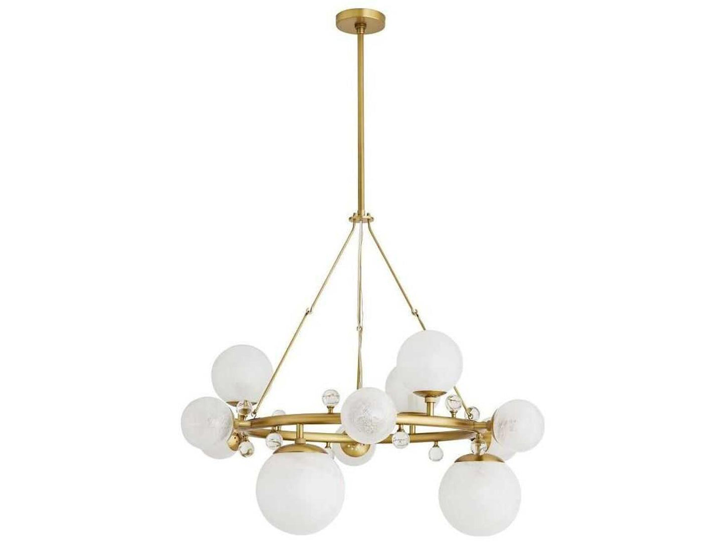 Arteriors Home Troon 12-Light Round Chandelier in Antique Brass with Opal Swirl Glass