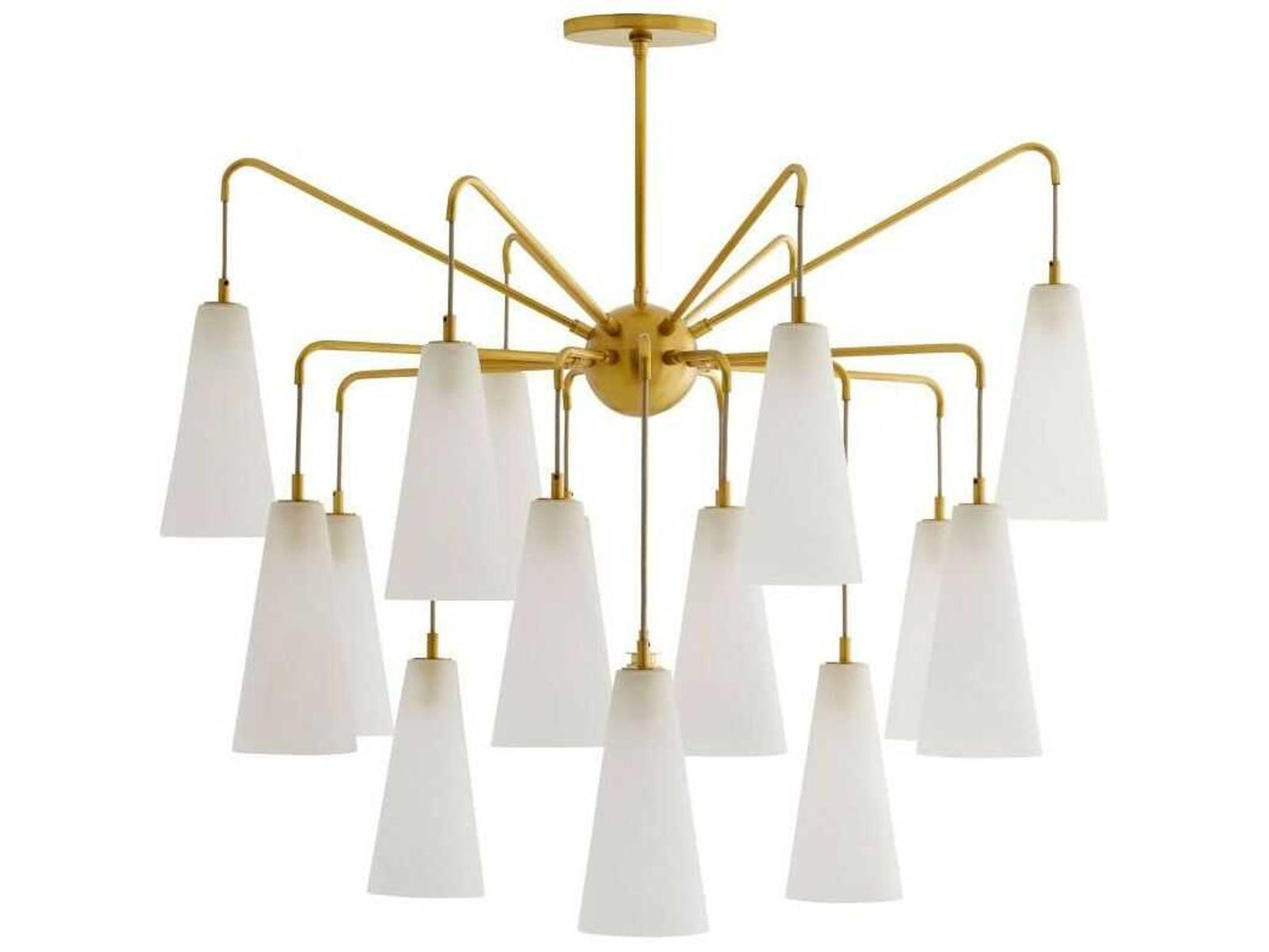 Arteriors Home 18-Light Mika Chandelier in Antique Brass with Opal Swirl Shades