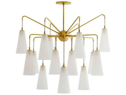 Arteriors Home 18-Light Mika Chandelier in Antique Brass with Opal Swirl Shades