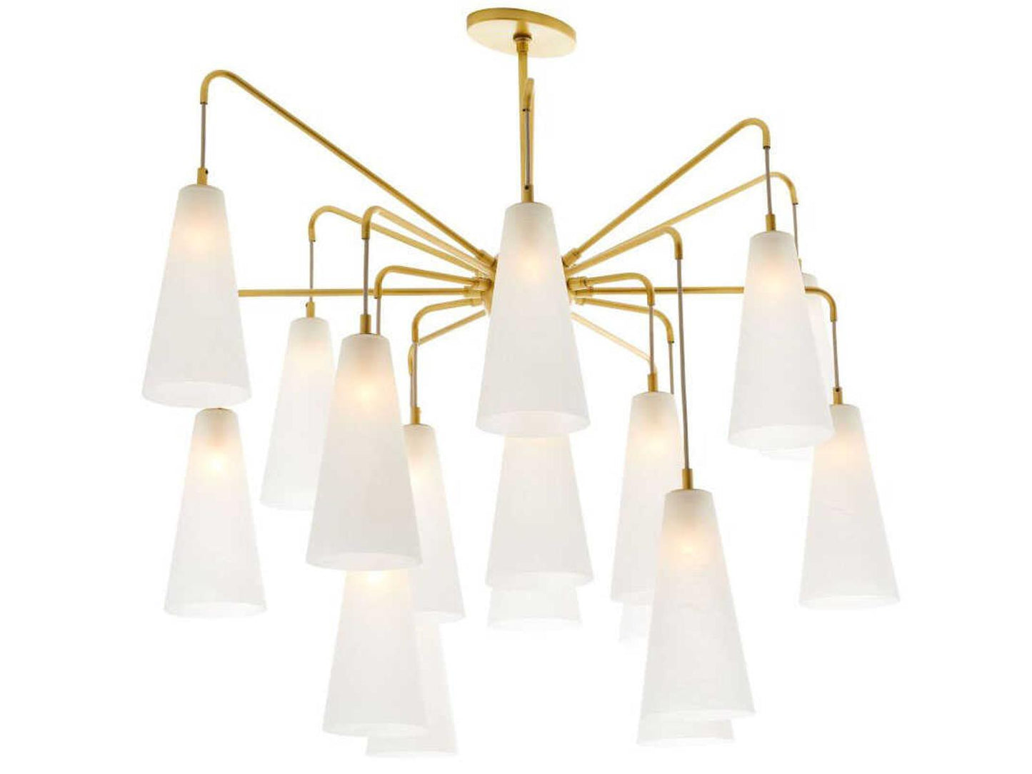 Arteriors Home 18-Light Mika Chandelier in Antique Brass with Opal Swirl Shades