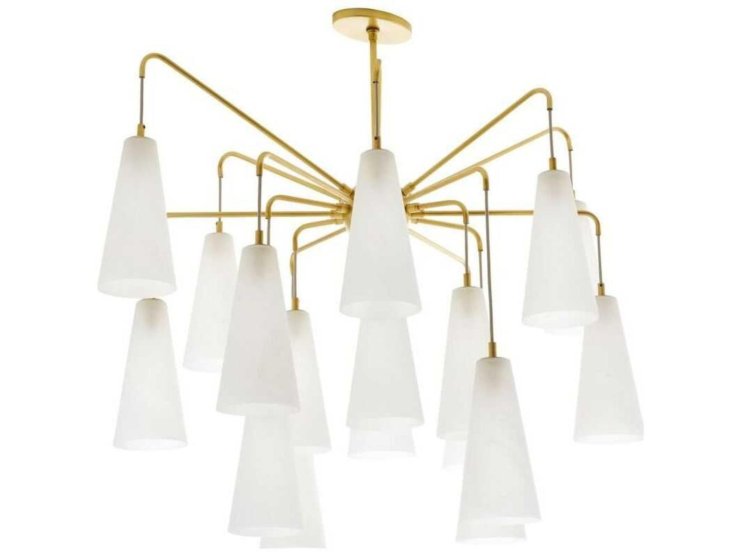 Arteriors Home 18-Light Mika Chandelier in Antique Brass with Opal Swirl Shades