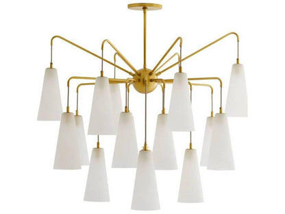 Arteriors Home 18-Light Mika Chandelier in Antique Brass with Opal Swirl Shades