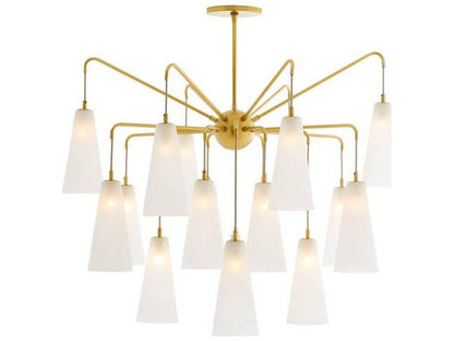Arteriors Home 18-Light Mika Chandelier in Antique Brass with Opal Swirl Shades