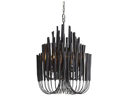 Arteriors Home 5-Light Tilda Chandelier in Black Wood and Blackened Iron