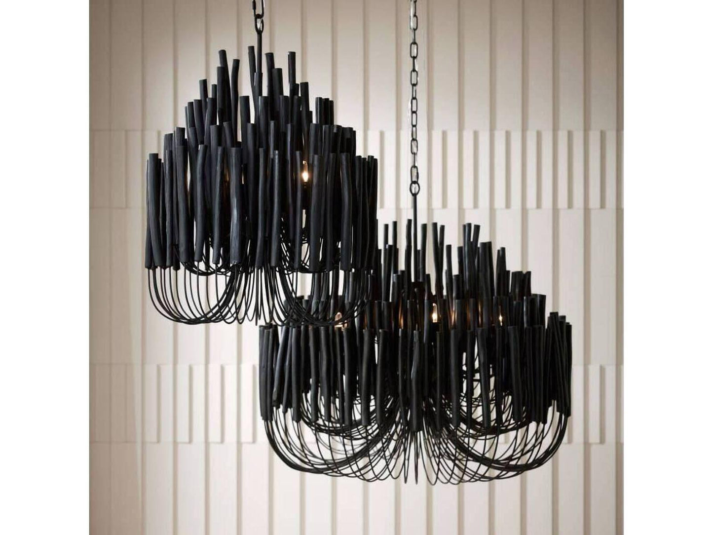 Arteriors Home 5-Light Tilda Chandelier in Black Wood and Blackened Iron