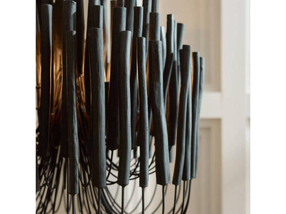 Arteriors Home 5-Light Tilda Chandelier in Black Wood and Blackened Iron