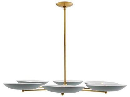 Arteriors Home 6-Light Griffith Chandelier in Cadet Blue and Antique Brass