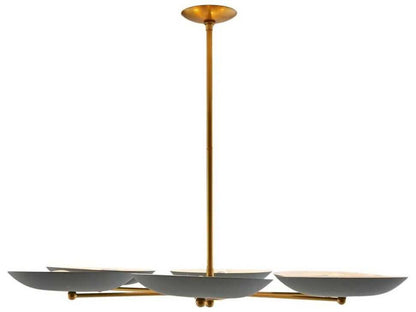 Arteriors Home 6-Light Griffith Chandelier in Cadet Blue and Antique Brass