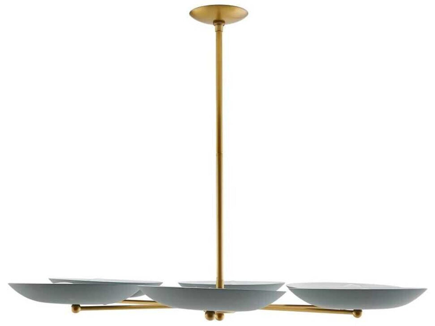 Arteriors Home 6-Light Griffith Chandelier in Cadet Blue and Antique Brass
