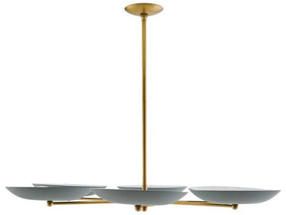 Arteriors Home 6-Light Griffith Chandelier in Cadet Blue and Antique Brass