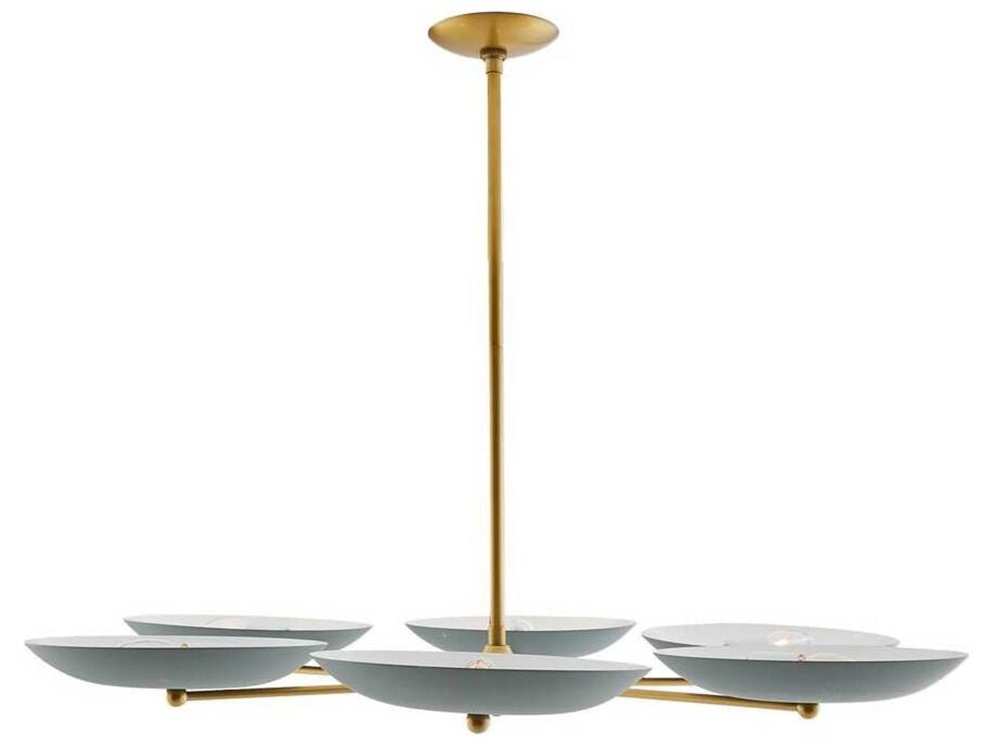 Arteriors Home 6-Light Griffith Chandelier in Cadet Blue and Antique Brass
