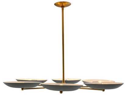Arteriors Home 6-Light Griffith Chandelier in Cadet Blue and Antique Brass