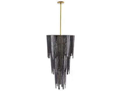 Arteriors Home Raine 7-Light Chandelier in Blue Smoke Luster Glass and Antique Brass
