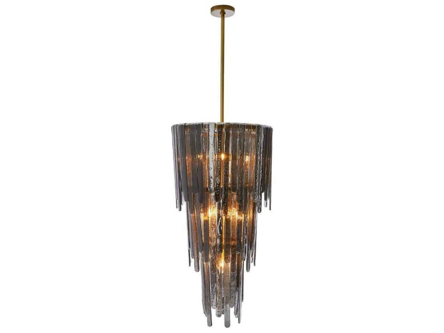 Arteriors Home Raine 7-Light Chandelier in Blue Smoke Luster Glass and Antique Brass