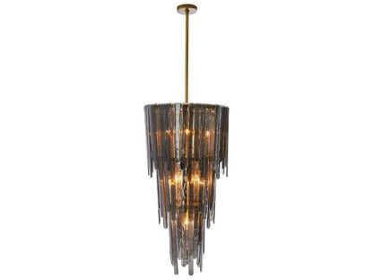 Arteriors Home Raine 7-Light Chandelier in Blue Smoke Luster Glass and Antique Brass