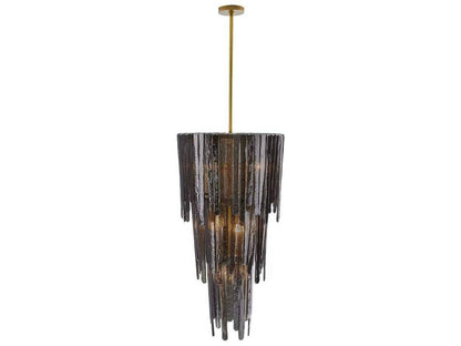 Arteriors Home Raine 7-Light Chandelier in Blue Smoke Luster Glass and Antique Brass