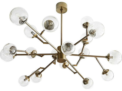 Arteriors Home Arteriors Dallas 18-Light Medium Chandelier in Vintage Brass with Seedy Glass