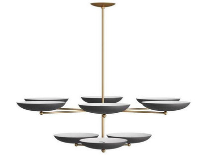 Arteriors Home Griffith 9-Light Two Tiered Chandelier in Bronze and Antique Brass