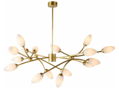 Arteriors Home Ember 16-Light Chandelier in Antique Brass and Matte Swirl Glass