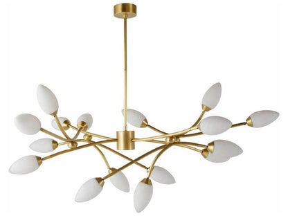 Arteriors Home Ember 16-Light Chandelier in Antique Brass and Matte Swirl Glass