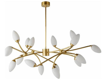 Arteriors Home Ember 16-Light Chandelier in Antique Brass and Matte Swirl Glass