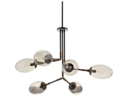 Arteriors Home Falcon 6-Light Chandelier with Smoke Glass and English Bronze Finish