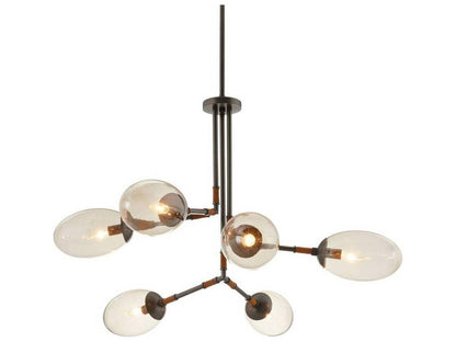Arteriors Home Falcon 6-Light Chandelier with Smoke Glass and English Bronze Finish