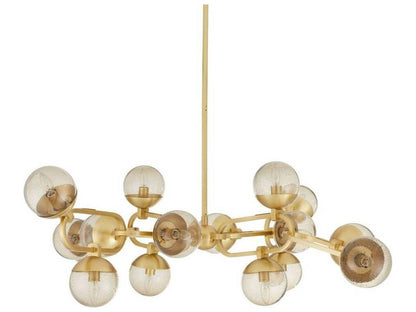 Arteriors Home Hadly 16-Light Chandelier with Smoke Seedy Glass in Antique Brass