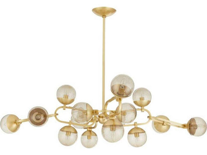 Arteriors Home Hadly 16-Light Chandelier with Smoke Seedy Glass in Antique Brass